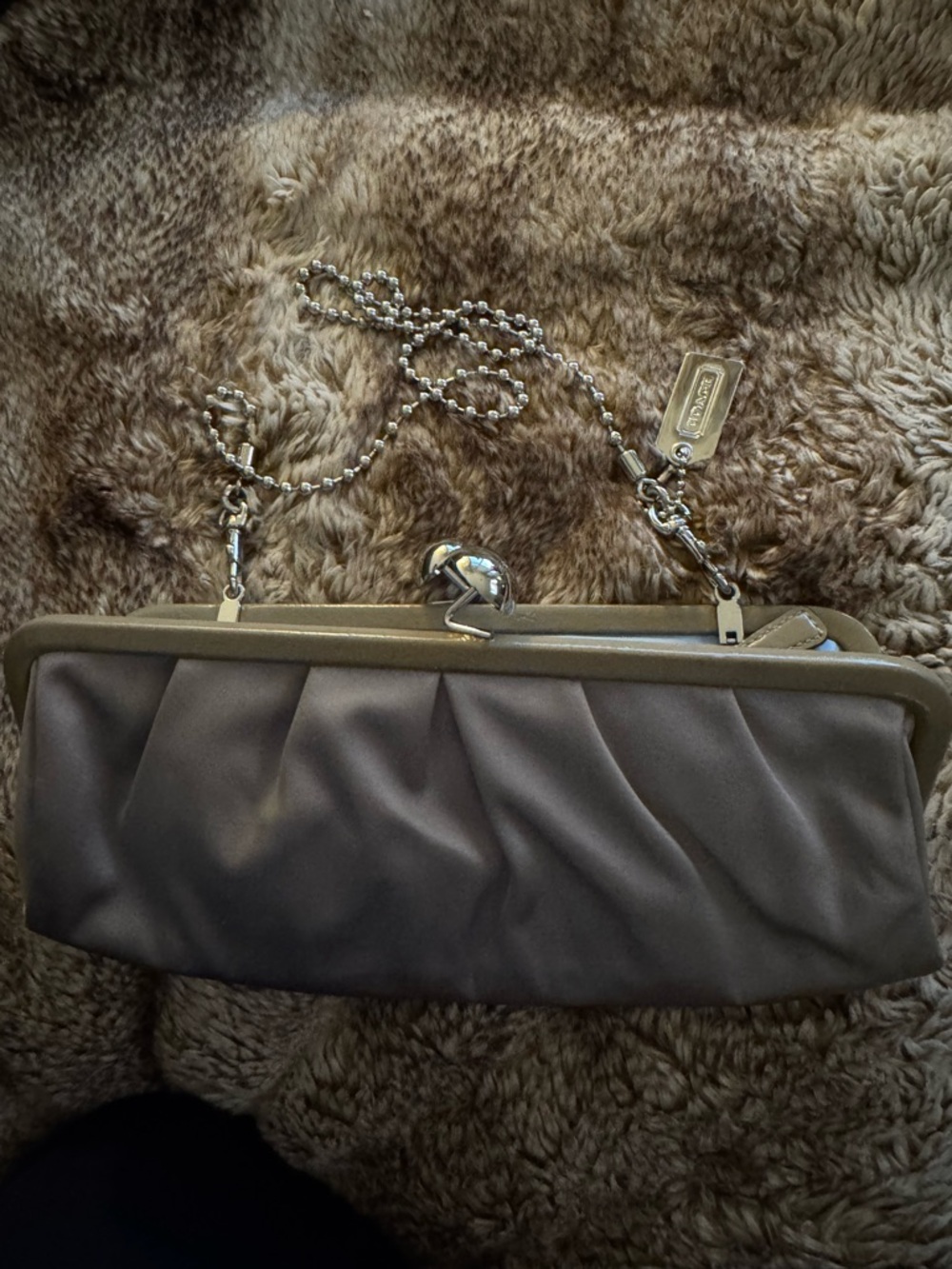 Coach handbag Amanda Satin Darcy Clutch Kisslock Bag 13598